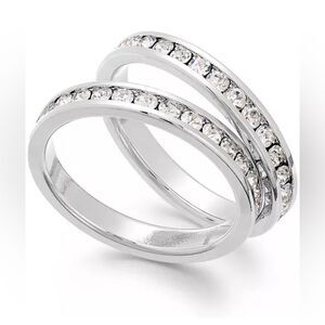 Charter Club • Glass Stone Ring Duo in Fine Silver Plate